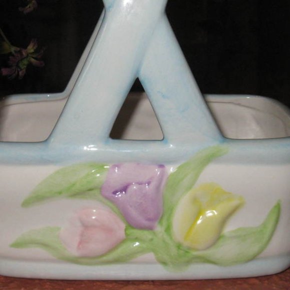 Ceramic Vase White with Flowers - Picture 2 of 3